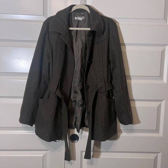 J. Crew Wool Blend Belted Coat in Dark Olive,‎ Women's Size Large - Picture 5 of 11